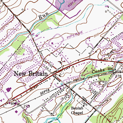 Topographic Map of Paul N Detwiler Elementary School, PA