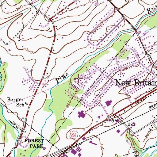 Topographic Map of Lenape Village, PA