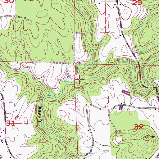Topographic Map of Jaybird Creek, AL
