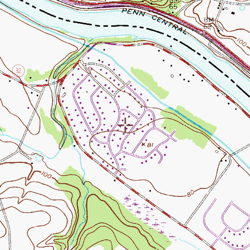 Topographic Map of Woodsedge Farms, PA