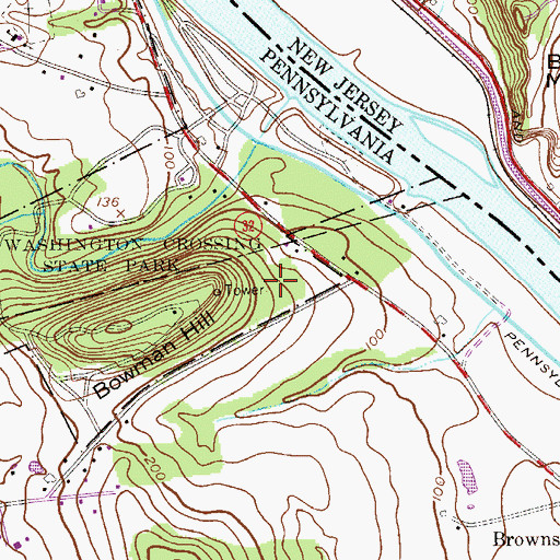 Topographic Map of Bowmens Tower, PA