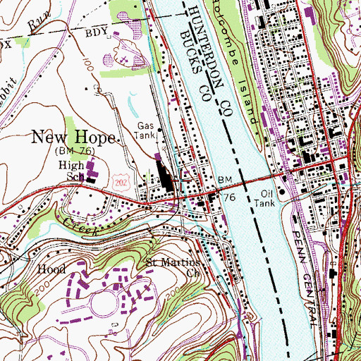 Topographic Map of New Hope Station, PA