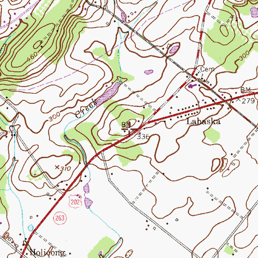 Topographic Map of Buckingham Friends School, PA