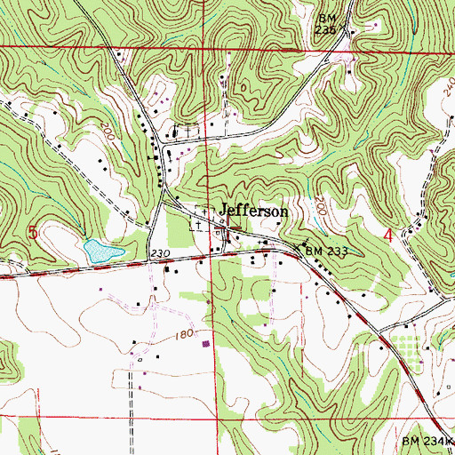 Topographic Map of Jefferson, AL