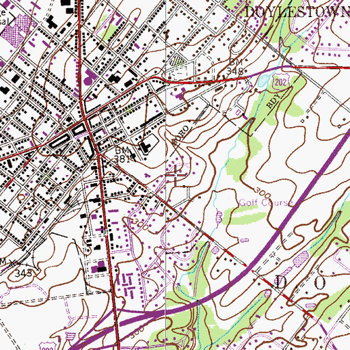 Topographic Map of Golfview, PA