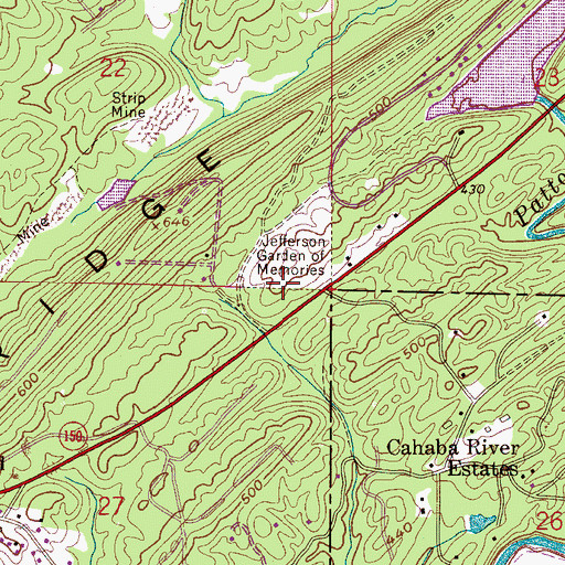 Topographic Map of Jefferson Garden of Memories, AL