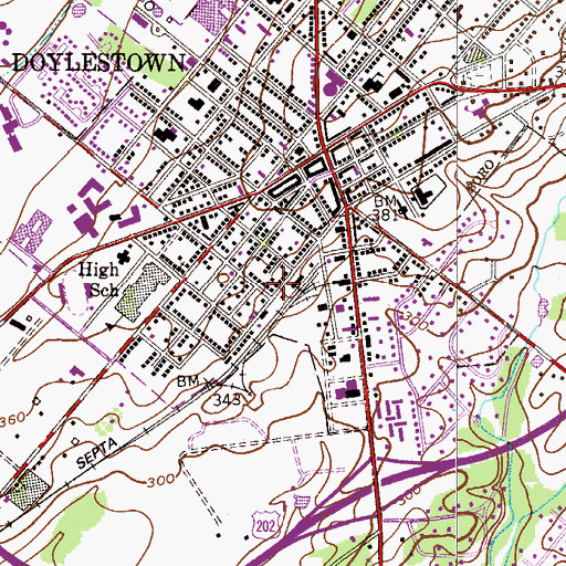Topographic Map of Penns Court, PA