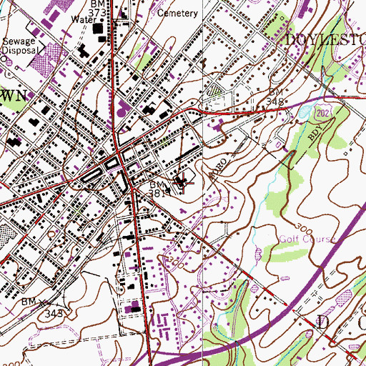 Topographic Map of Mercer Museum, PA