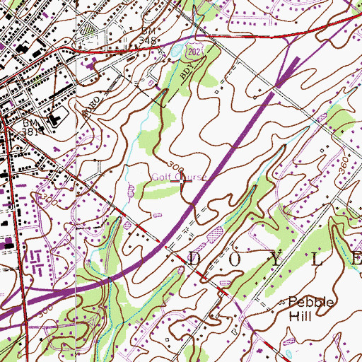 Topographic Map of Doylestown Country Club Golf Course, PA