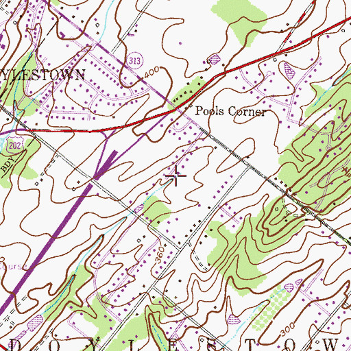 Topographic Map of Pheasant Run, PA