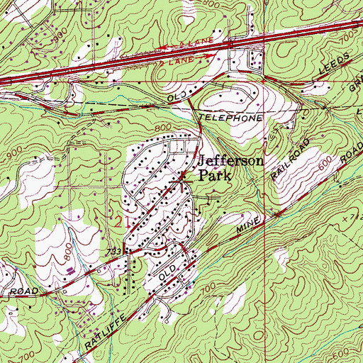 Topographic Map of Jefferson Park, AL