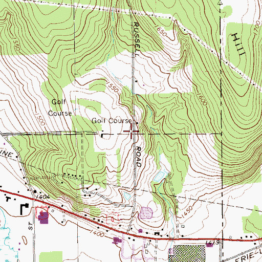 Topographic Map of Corry Country Club, PA