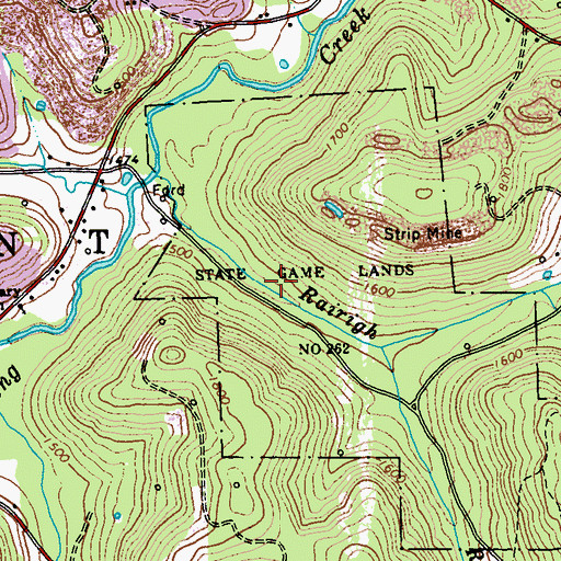 Topographic Map of State Game Lands Number 262, PA