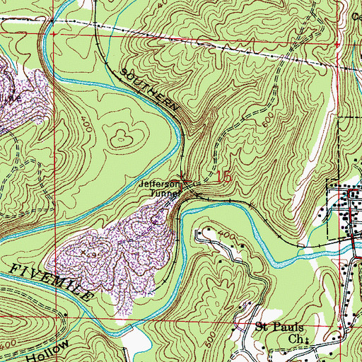 Topographic Map of Jefferson Tunnel, AL