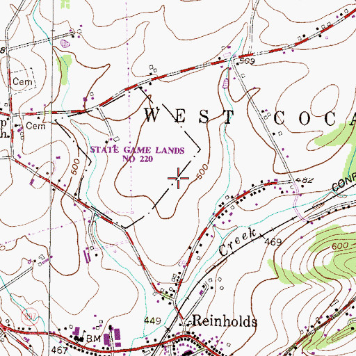 Topographic Map of State Game Lands Number 220, PA