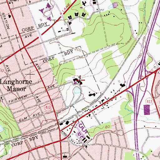 Topographic Map of Philadelphia College of Bible, PA