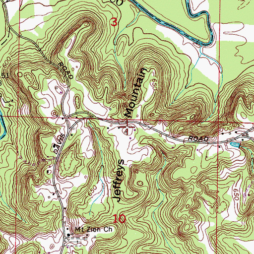 Topographic Map of Jeffreys Mountain, AL