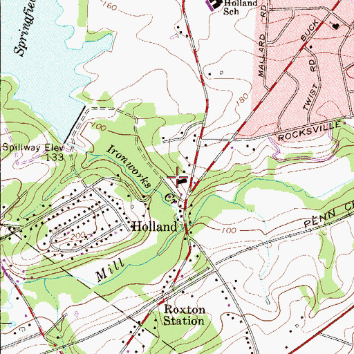 Topographic Map of Holland Shopping Center, PA