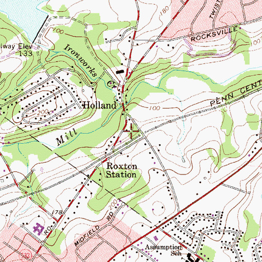 Topographic Map of Holland Village Shopping Center, PA