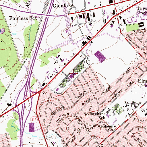 Topographic Map of Langhorne Shopping Center, PA