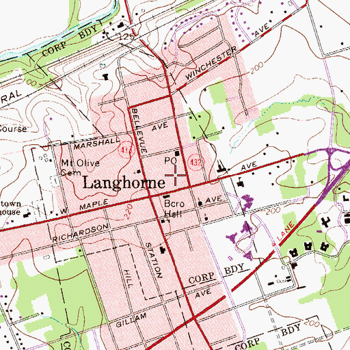 Topographic Map of Pine Watson Shopping Center, PA
