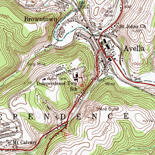 Topographic Map of Avella Area Junior Senior High School, PA