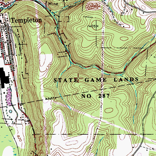 Topographic Map of State Game Lands Number 287, PA
