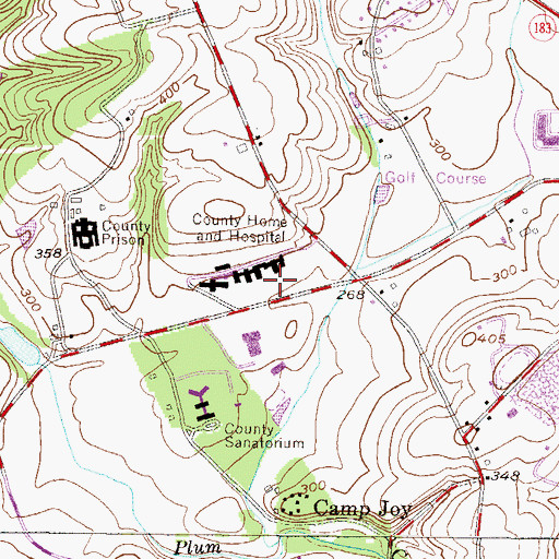Topographic Map of Berks County Home and Hospital, PA