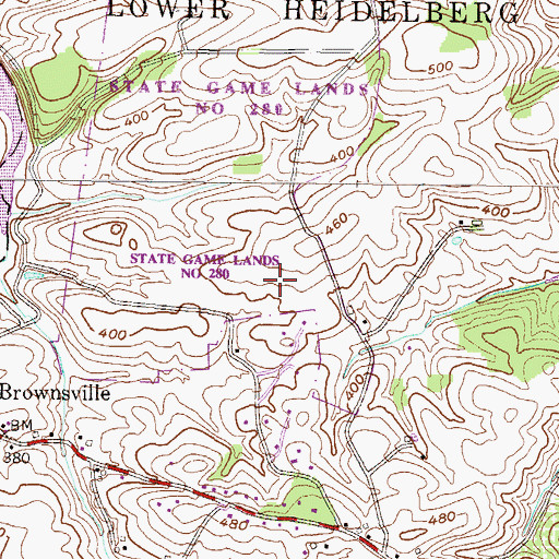 Topographic Map of State Game Lands Number 280, PA