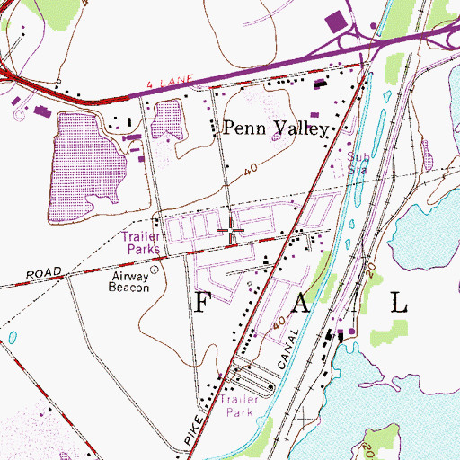Topographic Map of Pennwood Crossing Trailer Park, PA