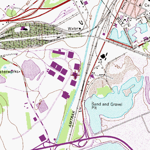 Topographic Map of Penn Warner Industrial Park, PA