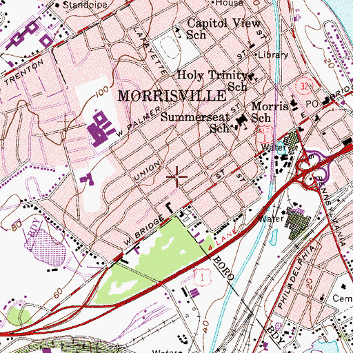 Topographic Map of Washington Heights, PA