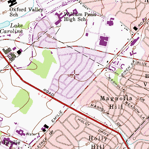 Topographic Map of Drexelwood, PA