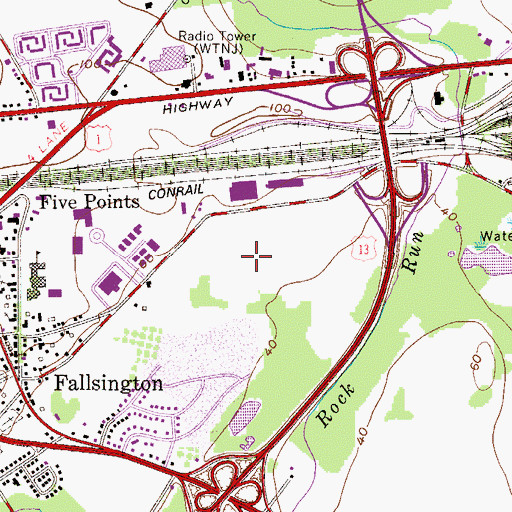Topographic Map of Falls Industrial Park, PA