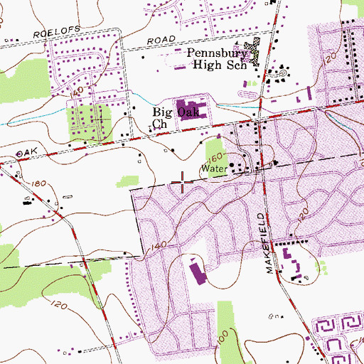 Topographic Map of Yardley Farms, PA