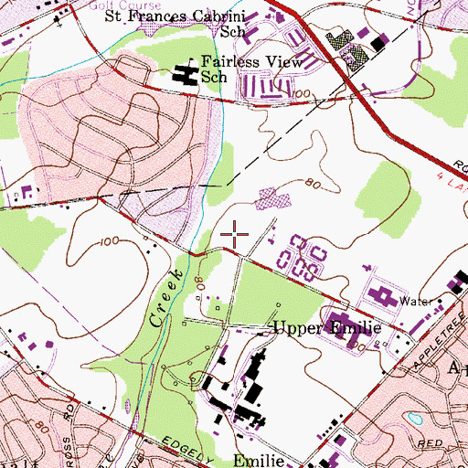Topographic Map of Bristol Vocational Technical School, PA