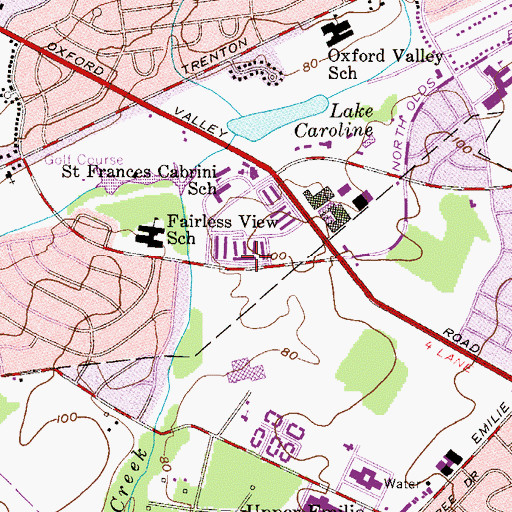 Topographic Map of Lakeview Terrace, PA
