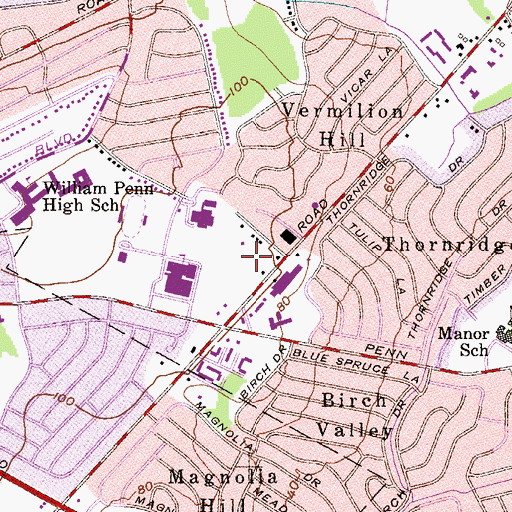 Topographic Map of Leeper Village, PA