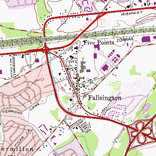 Topographic Map of Fallsington Methodist Church, PA