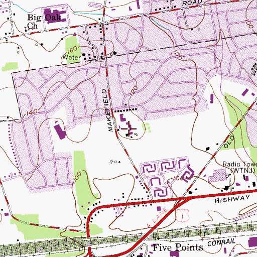 Topographic Map of Gaslight Shopping Center, PA