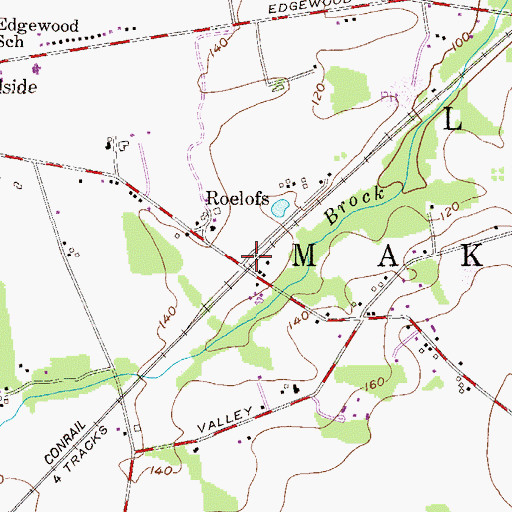 Topographic Map of Roelofs Station, PA