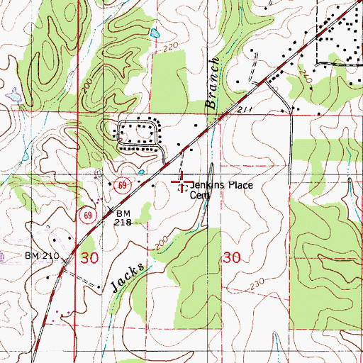 Topographic Map of Jenkins Place Cemetery, AL