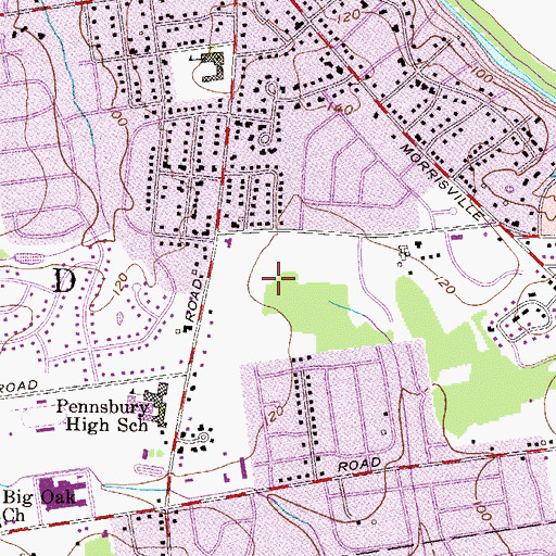 Topographic Map of Wynnewood, PA