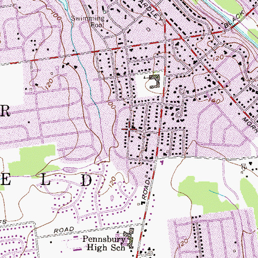 Topographic Map of Makefield Manor, PA