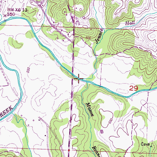 Topographic Map of Jennie Branch, AL