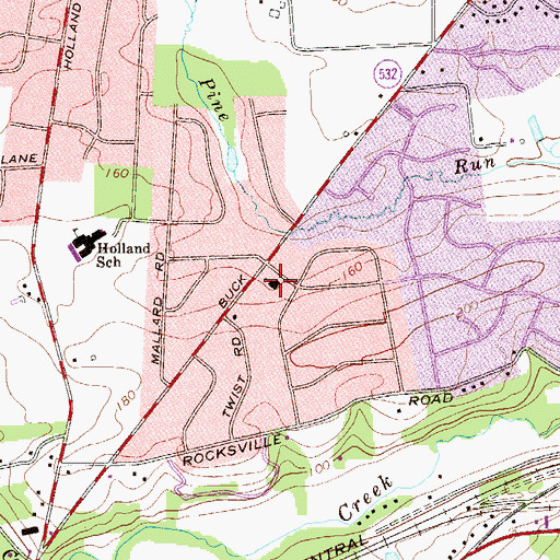 Topographic Map of Newtown Presbyterian Church, PA