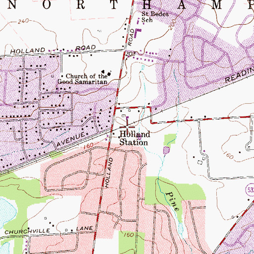 Topographic Map of Holland Station, PA