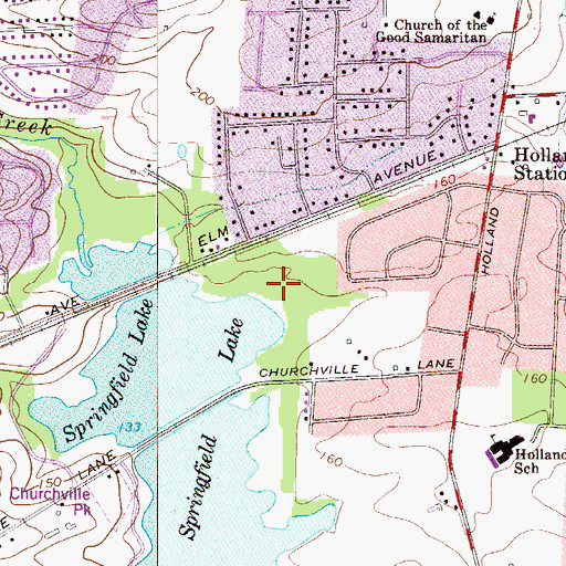 Topographic Map of Churchville County Park, PA