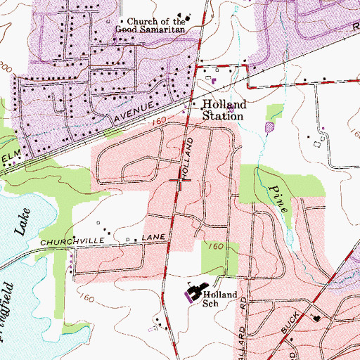 Topographic Map of Holland Park, PA