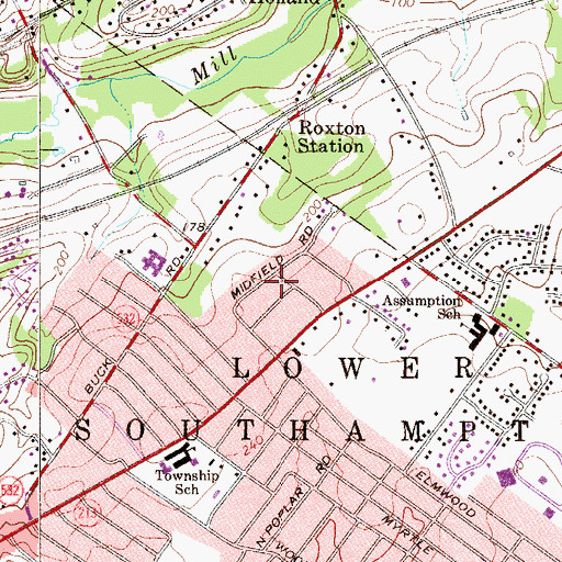 Topographic Map of Feasterville Farms, PA